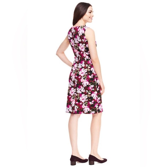 Lands End Sleeveless Ponte Sheath Dress in Rich Cardinal Multi Floral - Picture 3 of 9